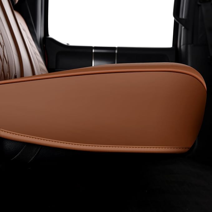 Huidasource Fit for Brown Chevy Silverado/GMC Sierra Rear Seat Covers, Thickened Split Nappa Leather Truck Back Seat Cover 2007-2013&2019-2026 1500, 2020-2026 2500HD 3500HD Crew Cab WT LS LT - Image 9