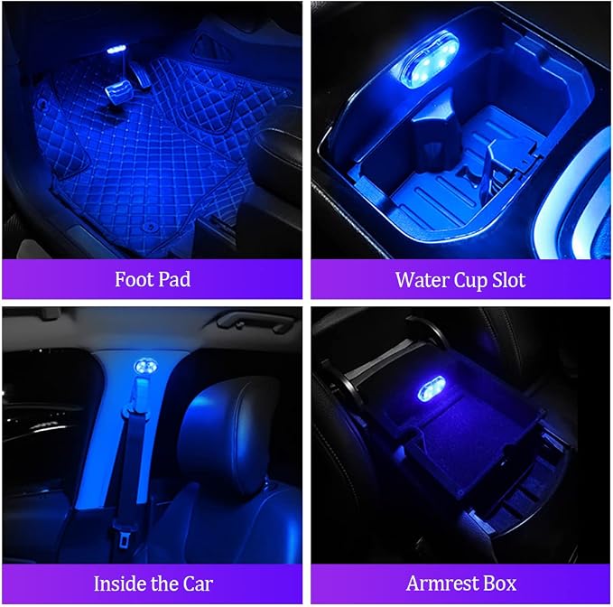 2 PCS Car Led Lights Interior,7 Colors Ambient Lighting Interior,USB Rechargeable Car Sound Control Light - Image 6