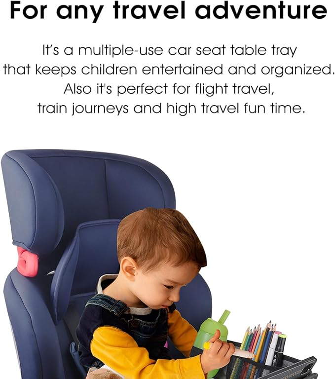 Kids Travel Tray for Car, Car Seat Tray, Grey - Image 8