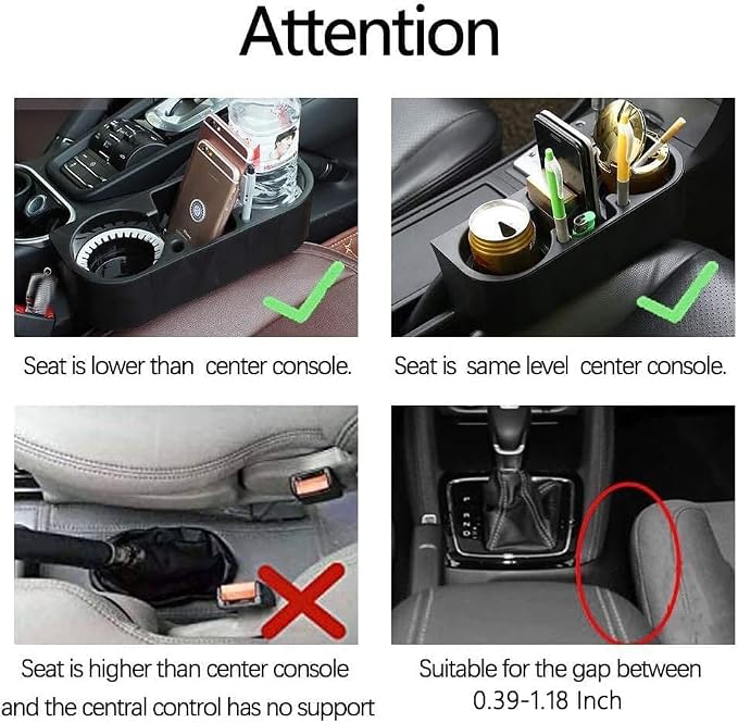 Heart Horse Cup Holder Portable Multifunction Vehicle Seat Cup Cell Phone Drinks Holder Box Car Interior Organizer (Grey) - Image 4