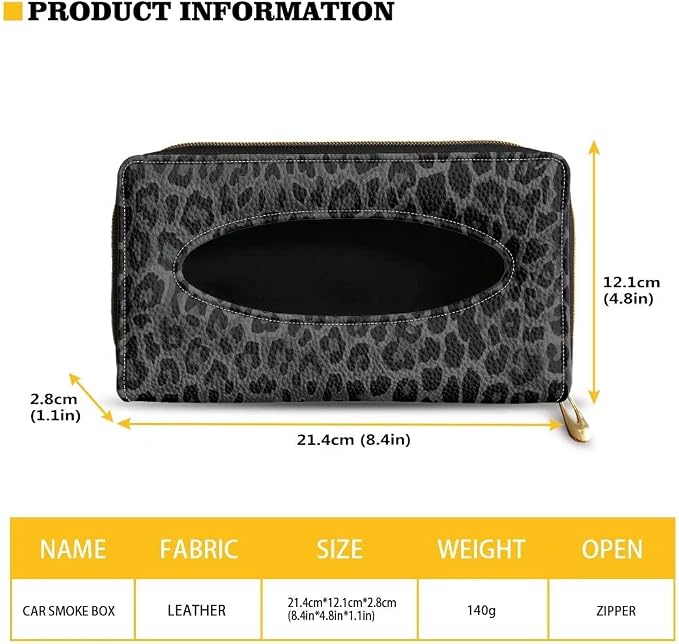 Biyejit Black Leopard Print 2 Packs Car Tissue Holder, Premium Sun Visor Napkin Case, Hanging Car Accessories Used to Organize Paper Towels and Storage Small Items - Image 7