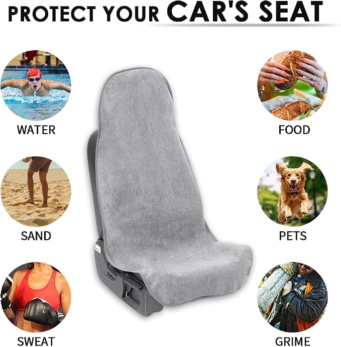 Waterproof Car Seat Cover Universal Fits Car Sweat Towel for Trucks SUV Van Car Seat Protector Sweat Proof Protector Cloth Seats Light Grey Pack of 1 - Image 6