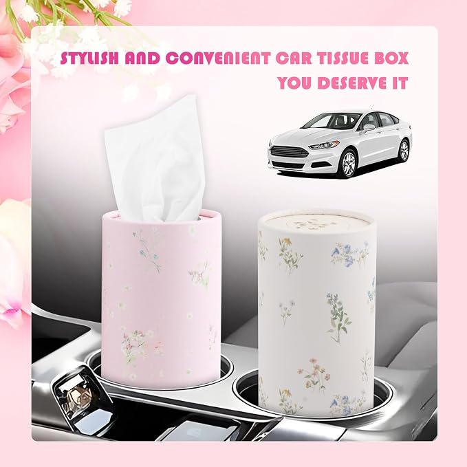 4PCS Pull-Out Car Tissues Cylinder,Exquisite Car Tissue Holder with Easy Open Lid,Refillable Cup Holder Tissues for Cars Interior Accessories with 50-Count Per Box - Image 7