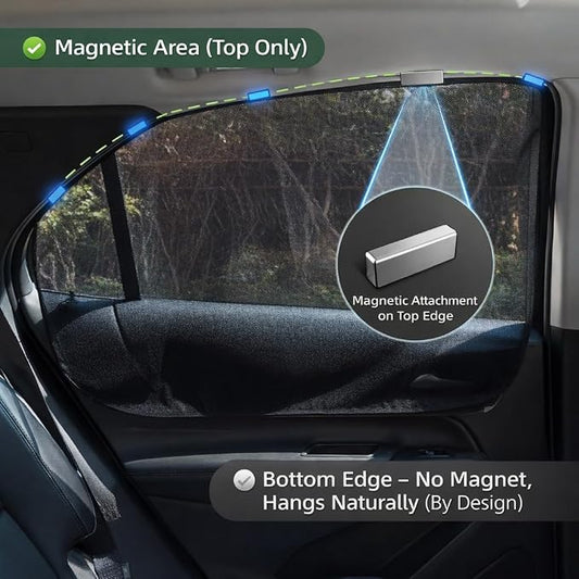 Aokway Magnetic Car Window Shades, Mesh Window Covers for Camping, UV Protection Car Curtains for Front & Rear Sunshade for car Window Baby, Universal Fit for Baby & Drivers (4Pcs) - Image 2