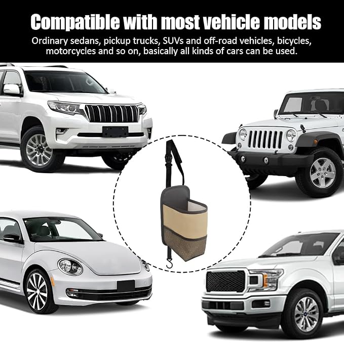 2-in-1 Large Cup Holder, Car Water Bottle Holder, 80 oz Waterproof Leather Car Seat Side Organizer, Multifunctional Seat Side Storage Hanging Bag with Mesh Pocket Fit for Most Vehicles (Beige) - Image 7