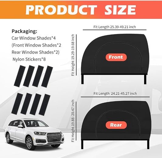 4PCS Zipper-Style Car Window Shades,Front/Rear Car Window Screens for Camping with Breathable Mesh,Upgraded Cars Shades for Side Windows for Privacy and Sun Protection - Image 2