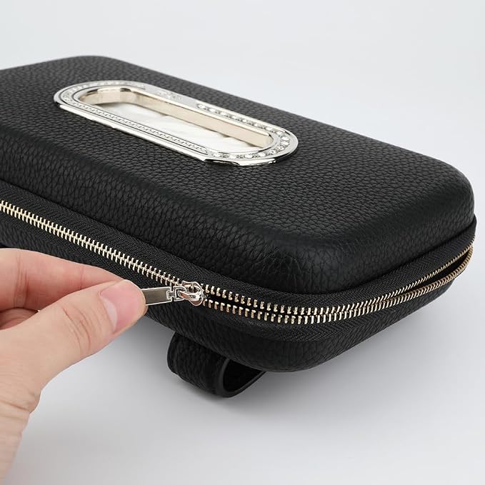 Car Tissue Holder, Sun Visor Napkin Holder, Car Visor Tissue Holder, Luxury PU Leather Backseat Tissue Case Holder (Black) - Image 8