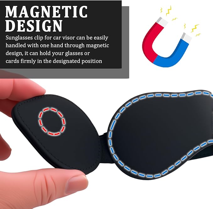 Leather Sunglass Holder for Car,American Flag Sunglasses Holder for Car Sun Visor with Magnetic Design for Storing Glasses or Cards,4th of July Decorations - Image 7