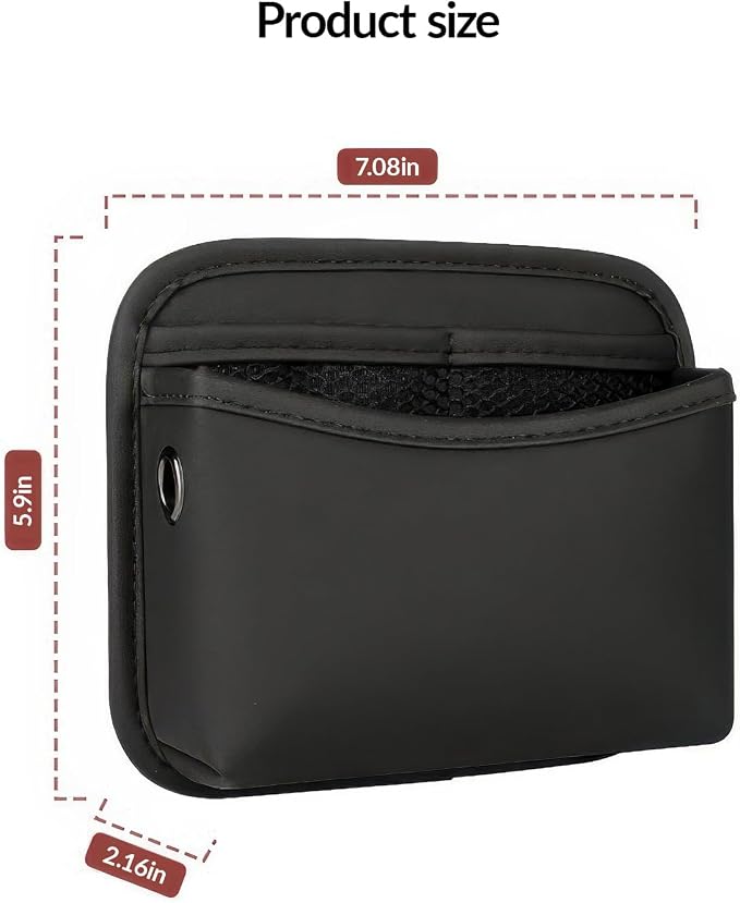 SOOPII 2Pack Car Seat Side Storage Pocket, PU Leather Small Organizer, Multifunctional Console Side Organizer Bag for Phone,Keys, Sunglass and Wallet (Black) - Image 9