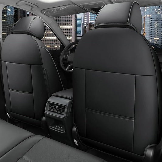 CocheFamilia CRV Seat Covers Custom Fit for Honda CRV 2023 2024 2025 2026 Leather Car Seat Cover Full Set for Trucks SUV,Waterproof Car Seat Cushion,Faux Leather (Black) - Image 2