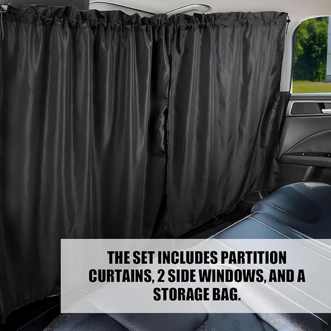 3PCS Car Window Shades Kit, Magnetic Light Blocking UV Protection Privacy Divider Curtains & Side Window Covers, Double Layer Automotive Sunshades Curtains, Universal for Vehicles - Image 6