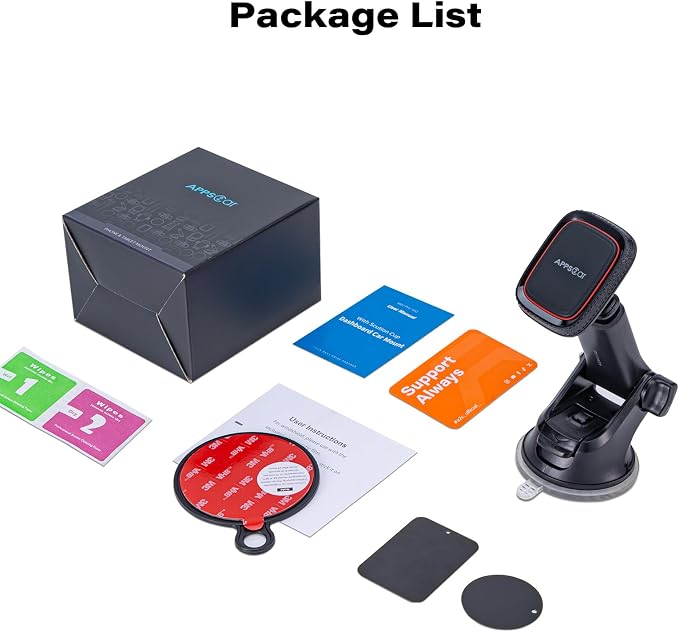 APPS2Car Magnetic Phone Mount for Car, Dashboard & Windshield Suction Cup Holder with Telescopic Arm, Requires Metal Plate for Proper Use, Fit for Android Smartphones(NOT for MagSafe) - Image 7