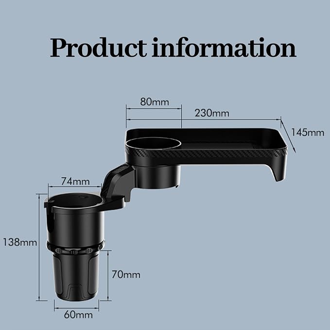 360° Rotatable Car Cup Holder Expander Tray - Adjustable Auto Food Table Desk with Anti-Slip Base, Universal Fit for Front & Back Seat, Holds Snacks, Phones, Drinks (18kg Load Capacity) - Image 7