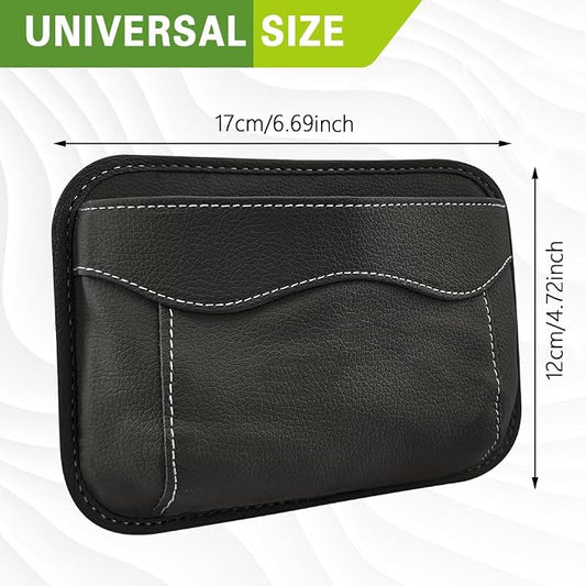 Car Seat Side Pocket Organizer, PU Leather Car Seat Gap Filler Bag, Car Seat Pocket Storage Bag for Phone, Keys, Sunglass, Wallet, Car Organizer Accessories for Seat, Door, Window (Black) - Image 2