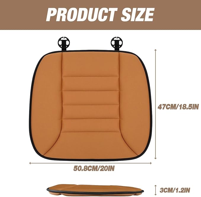 MYFAMIREA Car Seat Cushion Pad 1.2" Thick Comfort Seat Protector for Car Driver Seat Office Chair Home Use Memory Foam Seat Cushion with Non Slip Bottom, 20'' x 18.5'', Orange - Image 7