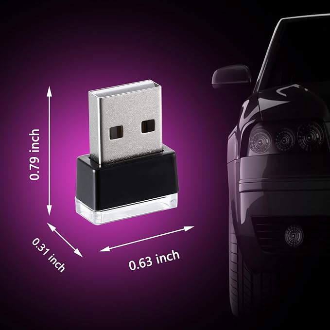 2 Pcs USB LED Car Interior Atmosphere Lamp, Night Light Led Decoration Light Ambient Lighting Kit Interior Led Lights, Portable Vehicle Ambient Lighting Kit for all Car Interior Accessorie Pink Purple - Image 6