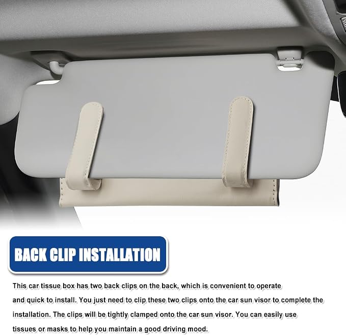 Bling Car Sun Visor Tissue Box Holder, Visor Accessories, Rhinestone PU Leather Crystal Sparkling Napkin Holder, Auto Sun Visor Paper Towel Cover Case Accessories for Most Cars (Beige+Colorful) - Image 7