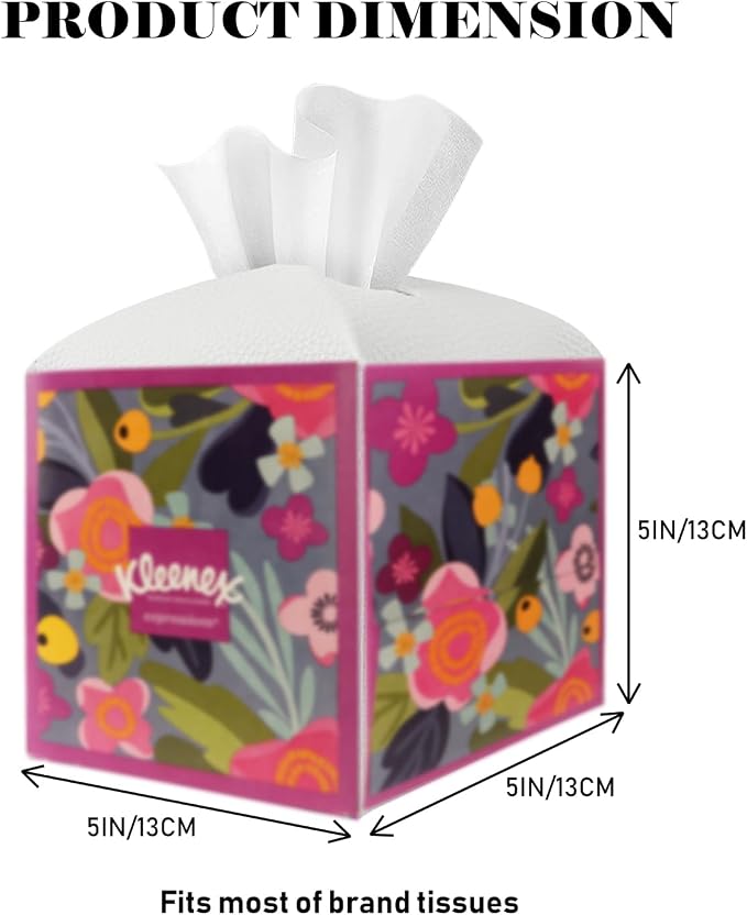 Tissue Box Cover Holder Square Tissue Cube Cover PU Leather Tissue Organizer with Bottom Belt for Bathroom, Tabletop, Car, Night Stands, Office, Home, Kitchen (1, White) - Image 6