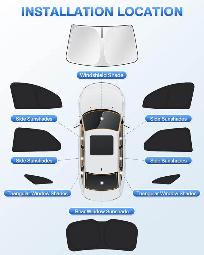 Canvcle Sunshades for 2018-2024 Chevrolet/Chevy Equinox Accessories Windshield Sunshade Side Rear Windows Sun Visor Privacy Protection Keep Vehicle Cool Black 8PCS - Image 6