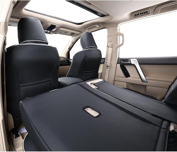 EKR Car Seat Covers Custom Fit for Toyota 4Runner(5 Seats) Full Set | for Toyota 4Runner 2010-2024 Seat Covers for SUV Trucks,Airbag Compatible,Waterproof Pet-resistant,Faux Leather(Black/Gray) - Image 5