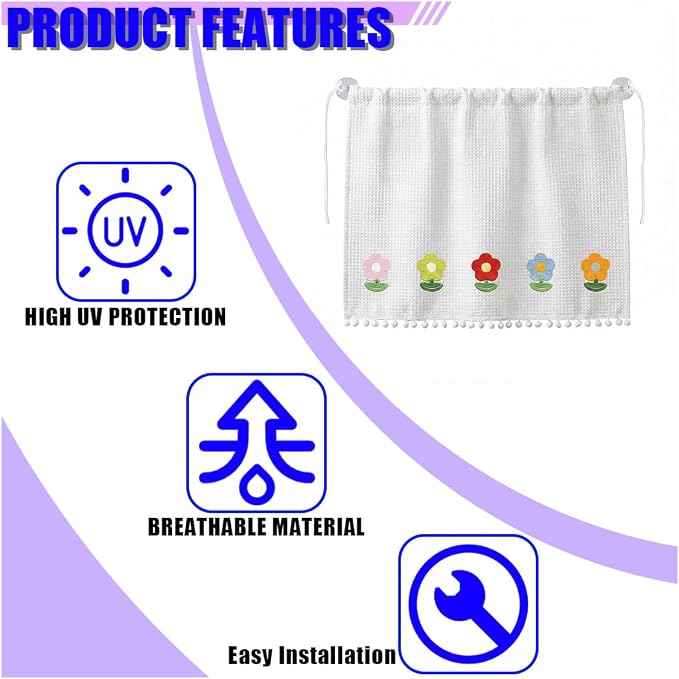 Cute Car Window Shades, 27" x 20" Automotive Side Window Privacy Curtains with Suction Cup, Sun Blackout UV Protection Car Camping Windows Screen Shades for Baby, Pet (Sunflower) - Image 6