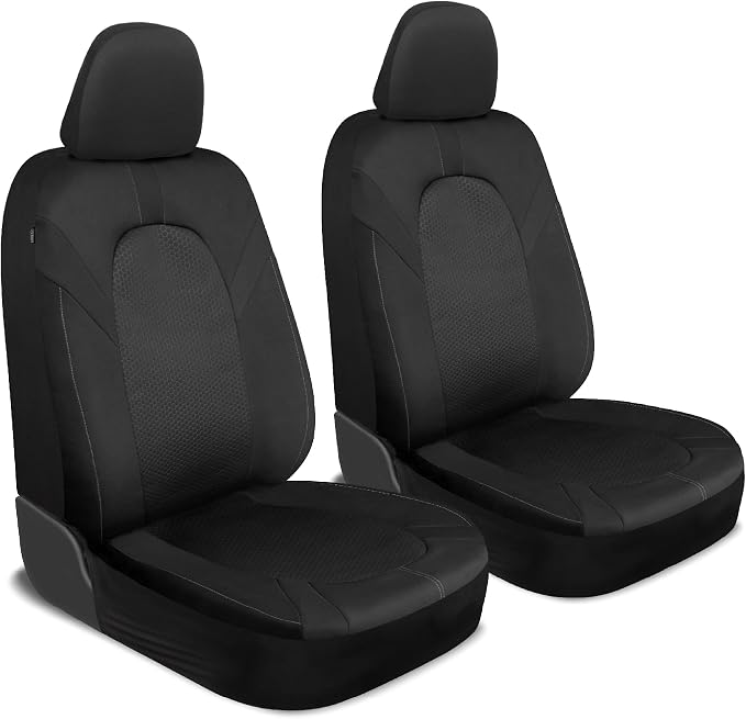 Motor Trend Honeycomb Polyester Seat Covers – Semi Universal Fit Front Seat Protector for Most Cars, Trucks, SUVs – Breathable Hex Design, Easy to Install, Black & Gray Car Seat Cover - Image 9
