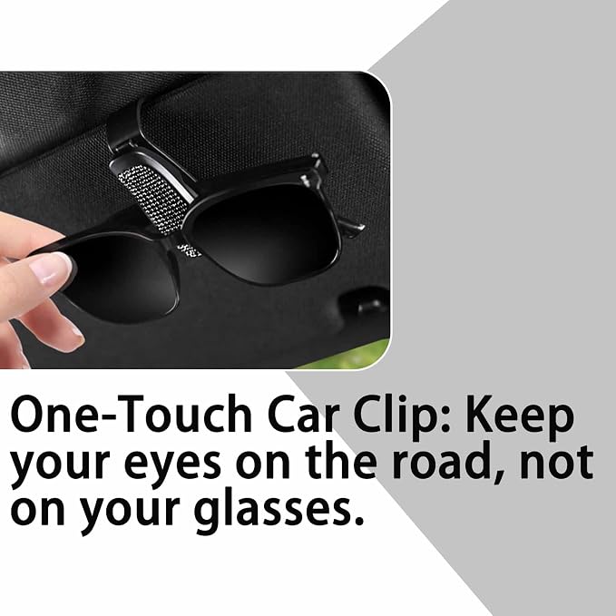 Shimmering Rhinestone Car Visor Clips (2-Pack) - One-Handed Glam Sunglass Holder, Secure Clip for Sun Visor (Black) - Image 5