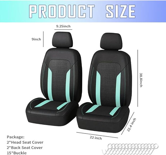 4PCS Cooling Car Seat Covers,Breathable Front Seat Covers with Mesh Construction and Foam Padding,Car Seat Protector to Reduce Back Sweating,Universal Car Interior for Car SUV (Mint) - Image 2