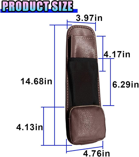 Leather Car Seat Side Organizer, Multi-Pocket Hanging Storage Bag, Front Seat Gap Holder for Phone Wallet Glasses, Universal Auto Accessories for SUV Truck RV (Coffee) - Image 2
