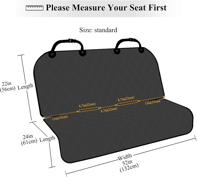 VIVAGLORY Dog Seat Cover Pet Seat Protector, Standard, Black | Backseat Cover for Car Suv & Truck, Back Rear Backseat Bench Protector - Image 6