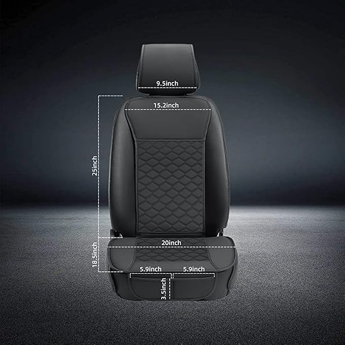 Elantrip Front Seat Covers 2PC Waterproof Faux Leather for Cars SUV Black | Soft faux leather helps protect front seats from spills, wear, and daily mess while giving your interior a cleaner look. - Image 6