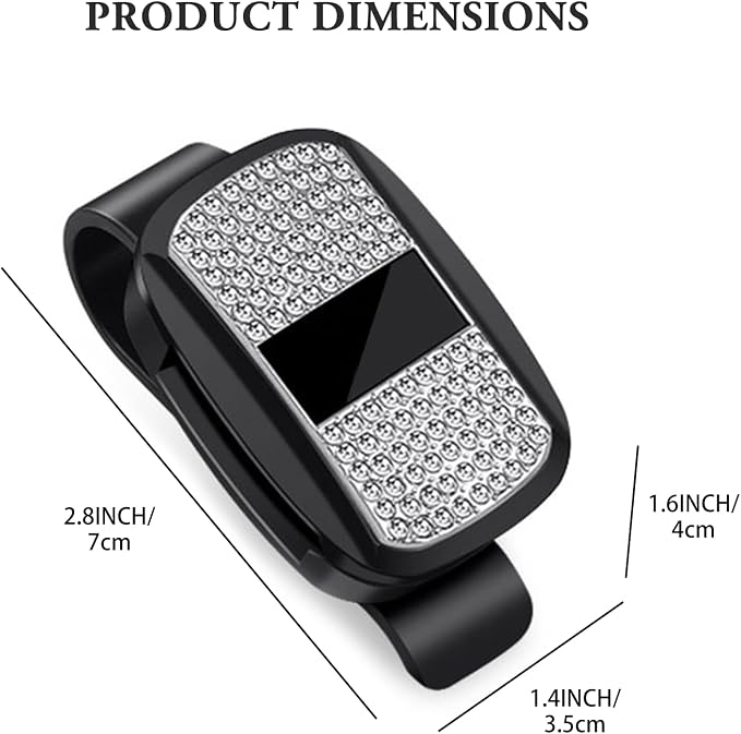 Sunglass Holder for Car Visor Clip, Push-Button Opening Car Sunglass Holder, Visor Sunglasses Holder Clip, Fits Cars, Trucks, SUVs and More (Diamond Surface Style) - Image 6