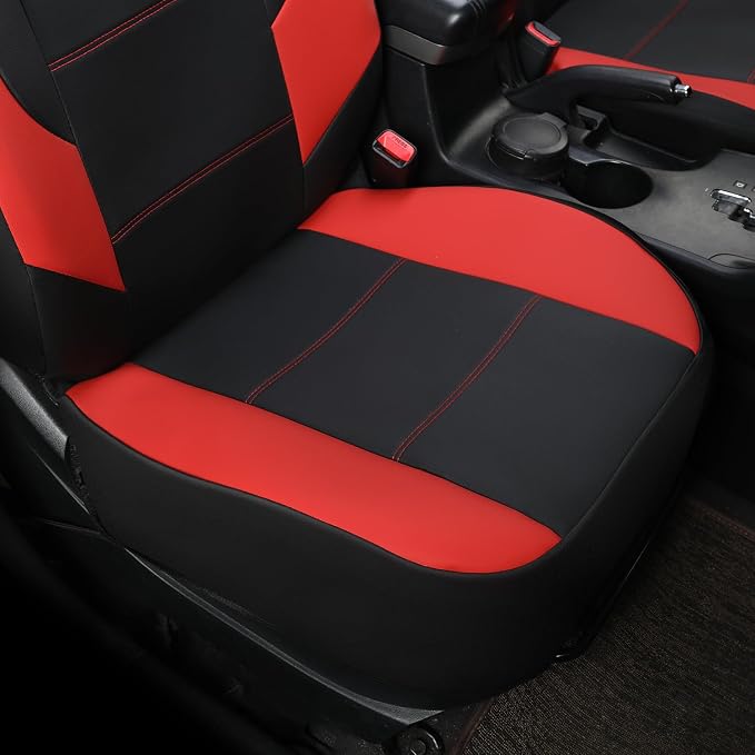 GIANT PANDA 2PCS Front Seat Covers for Hyundai Sonata Elantra Tucson Santa Fe Accent Kona Palisade Genesis Venue Ioniq, Faux Leather Bucket Seat Cover Fit Hyundai Seat Protectors (Black & Red) - Image 8