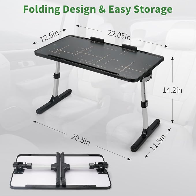 Foldable Passenger-Seat Car Desk for Laptop,Work,Car Passenger Table | Height-Adjustable, Waterproof Wipe-Clean Surface, Non-Slip, Tear-Resistant, Slim and Portable,Mobile Workspace - Image 8