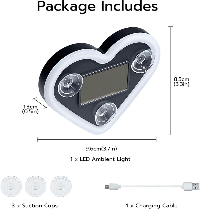 Mcbazel Car LED Ambient Light, Rechargeable Solar-Powered Heart-Shaped LED Light, 6 Lighting Modes, Romantic Car, Outdoor Decor, Ideal Gift for Couples, Women, Men - Pink (1 Pcs) - Image 9