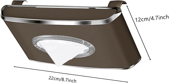 Faux Leather Car Tissue Box for Car Interior, Multi-Function Tissue Holder with Visor Clip, Armrest & Back Seat Napkin Organizer, Vehicle Tissue Dispenser Accessories (Brown Hanging) - Image 9