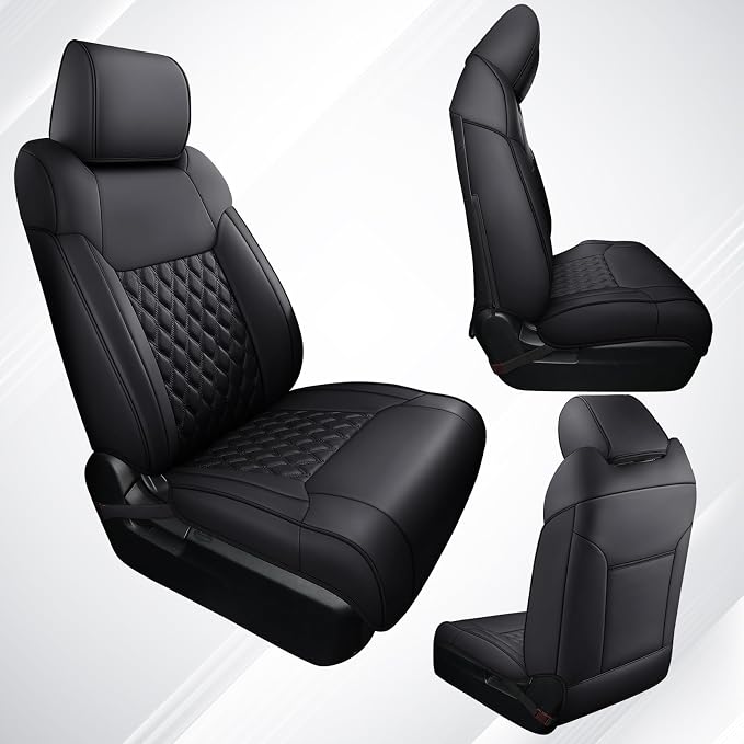 Huidasource Tacoma Front Seat Covers, Full Coverage Automotive Black Truck Seat Cover Custom Fit for 2005-2015 Double & Crew Cab 2nd Gen Toyota Tacoma Base Prerunner SR5 Limited(Front Pair/Black) - Image 9