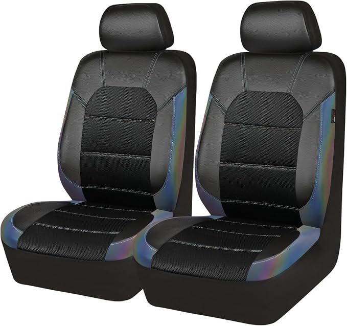 CAR PASS Leather Car Seat Covers Front Seats only, with Air Mesh Front Seat Covers Breathable, Cool Automotive Seat Covers 2 Pack, Universal Fit Most Cars,SUV,Truck,Van Airbag Compatible(Iridescent) - Image 9