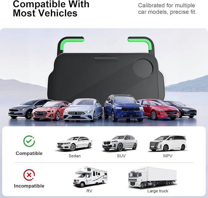 2-in-1 Car Steering Wheel Desk Tray & Car Seat Gap Filler Organizer – Silicone Look Table for Laptop, Eating Food, Writing – Work Road Trip Essentials Accessories (Black) - Image 9