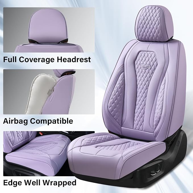 Coverado Car Seat Covers Full Set, Purple Seat Covers, Automotive Car Seat Cover, Car Seat Cushion, Car Seat Covers Front Seats Back Seat Covers, Car Seat Protector Universal Fit Most Cars - Image 7