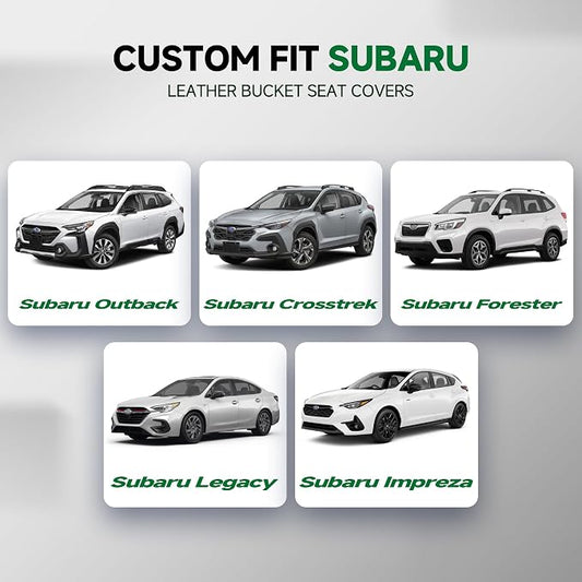 GIANT PANDA 2PCS Front Seat Covers for Subaru Outback Forester Crosstrek Legacy Impreza, Faux Leather Bucket Seat Cover Fit Subaru Seat Protectors-Black - Image 2