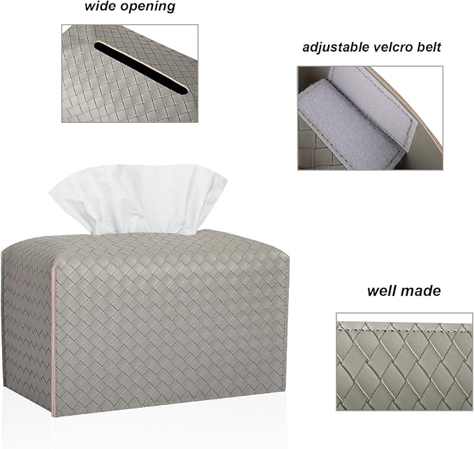 Tissue Box Cover Rectangle Leather Facial Paper Holder, Evergreen | PU Leather,Easy to Fill, Easy Clean, Decorative Cube Tissue Box Holder for Office, Bathroom,Kitchen, Living room, Guest room - Image 5