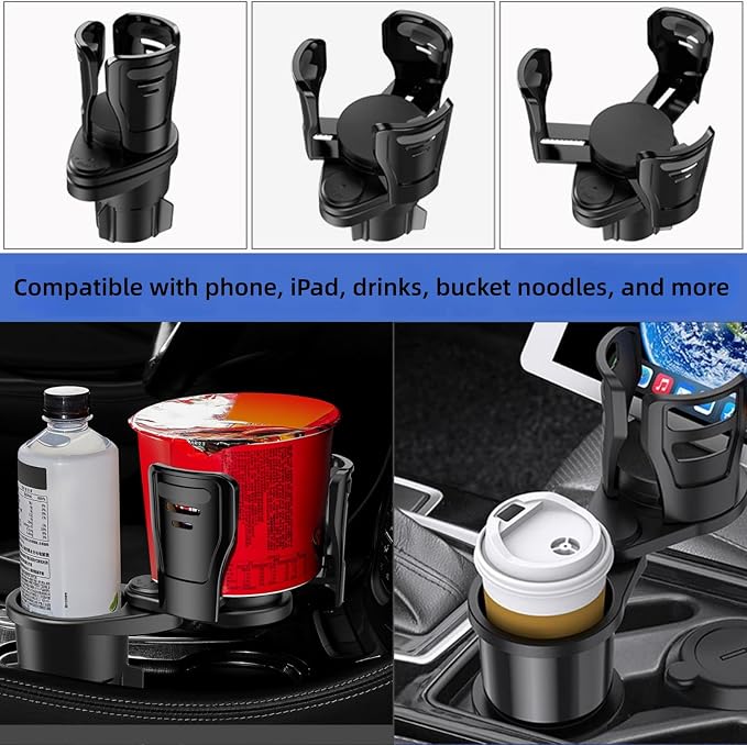 Car Cup Holder Expander 2 in 1,Expandable Cup Holder with 360°Adjustable Base,Compatible with Hydro Flask, Yeti, Nalgene, Other Large Bottles Drinks Mugs, Expandable to 2.87"-6" (Black) - Image 9