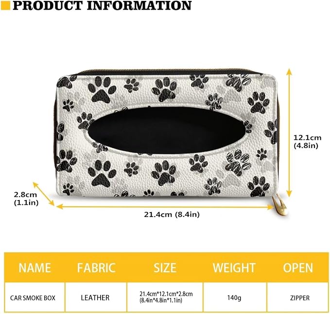 Biyejit 2 Pack Car Tissue Holder, Dog Paw Print Car Visor Tissue Holder for Car PU Leather Tissue Box Holder for Car Sun Visor & Seat Back - Image 6