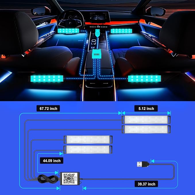 Honalia Interior Car Lights,Car LED Lights with Music Mode and Scene Mode | Footwell Lighting for Car with Smart APP Control,USB Car LED Lights Interior for Truck Jeep SUV Man Woman DC 5V - Image 6