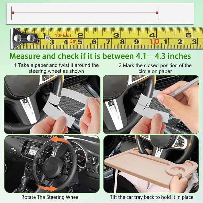 Car Steering Wheel Desk, Portable Car Tray, Durable Multi-Functional Travel Workstation with Cup Holder, Car Essentials Portable Laptop Tray & Eating Table for Most Vehicles Road Trip (Beige) - Image 6