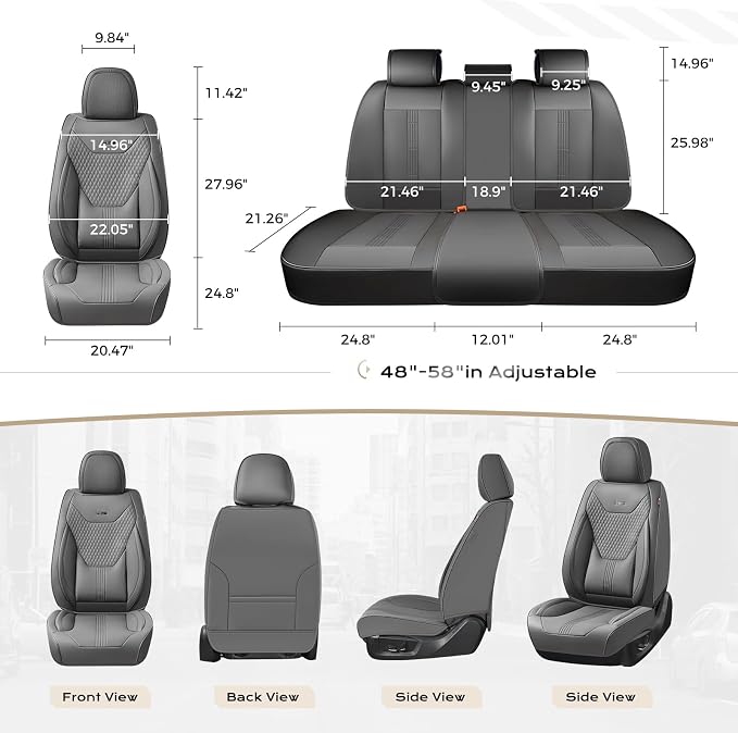 Coverado Car Seat Covers with Lumbar Support, Front Covers for Cars, Universal Automotive Seat Cover, Waterproof, Leather Car Seat Cushion, Interior Seat Protectors for Most Cars - Image 6