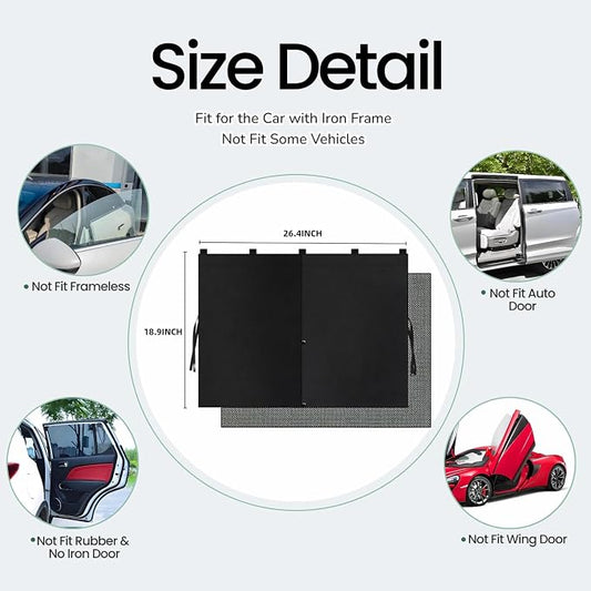 2Pack Car Side Window Curtain Sun Shade,Car Window Shade,Double Layer Sun Shade with Strong Magnets,Universal Sunshade for Cars SUV Trucks(Black-mesh,2PC) - Image 2