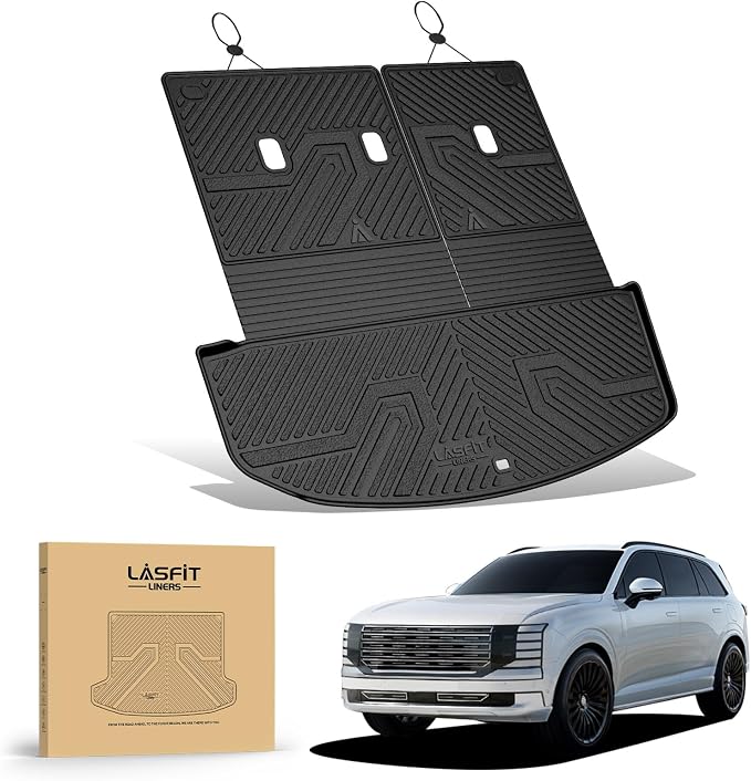 LASFIT Cargo Mats for Hyundai Palisade 2026 | All Weather TPE Custom Fit Cargo Trunk Mat & Backrest Mats Accessories, Black - Image 8