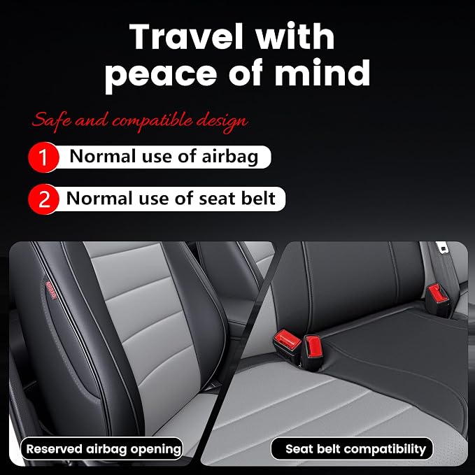 HKZ Custom Fit Civic Seat Cover Full Set for Honda Civic 4 Door Sedan-Only (2022 2023 2024 EX)&(2025-2026 Sport),5-Seats Full Set,Leather Seat Protector(Grey) - Image 9